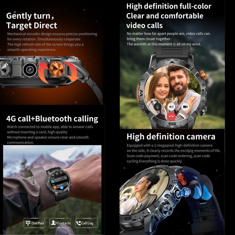 BH11 4G LTE Android 8.1 Smart Watch, 2GB+16GB, Unisoc 8541 Quad Core, Support Heart Rate / Blood Oxygen(Black Silicone) - free shipping - PMC TechLife - Order now!