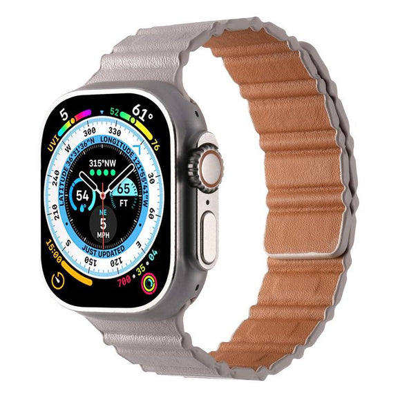 For Apple Watch 42mm / 41mm / 40mm / 38mm Magnetic PU Leather Watch Band(Starlight)