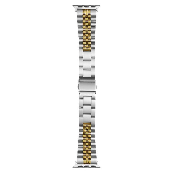 For Apple Watch 46mm / 49mm / 45mm / 44mm Quick Release Five-bead Metal Watch Band(Silver Gold)