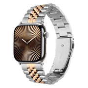 For Apple Watch 42mm / 41mm / 40mm / 38mm Quick Release Five-bead Metal Watch Band(Silver Rose Gold)