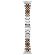 For Apple Watch 42mm / 41mm / 40mm / 38mm Quick Release Five-bead Metal Watch Band(Silver Rose Gold)