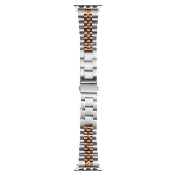 For Apple Watch 42mm / 41mm / 40mm / 38mm Quick Release Five-bead Metal Watch Band(Silver Rose Gold)
