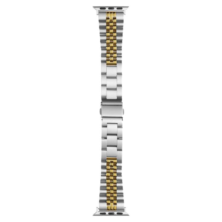 For Apple Watch 42mm / 41mm / 40mm / 38mm Quick Release Five-bead Metal Watch Band(Silver Gold)