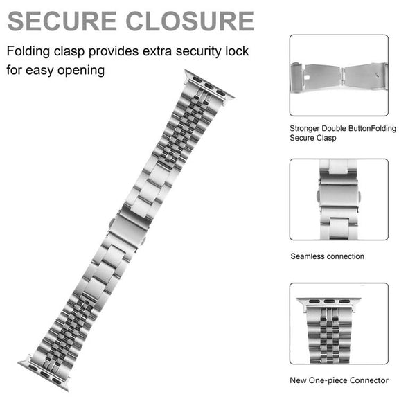 For Apple Watch 46mm / 49mm / 45mm / 44mm Quick Release Five-bead Metal Watch Band(Silver Gold)