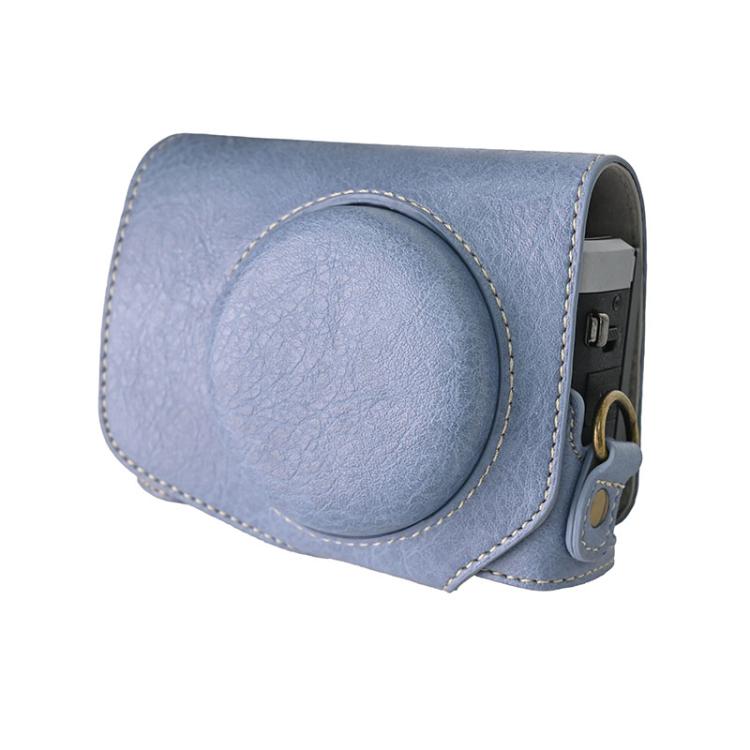 For Canon G7 X Mark III / G7X3 Retro Litchi Texture Leather Full Body Camera Case Bag with Strap(Blue) - free shipping - PMC TechLife - Order now!