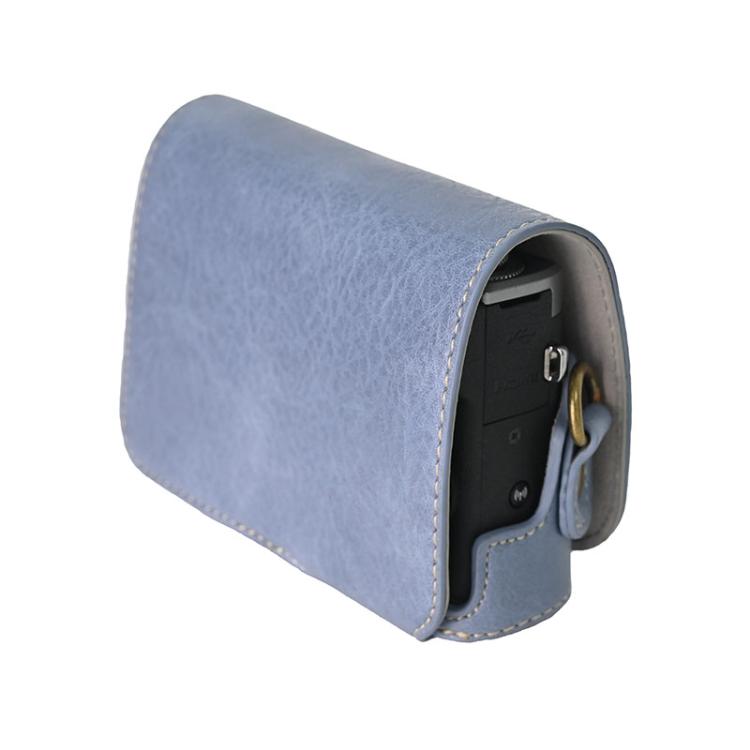For Canon G7 X Mark III / G7X3 Retro Litchi Texture Leather Full Body Camera Case Bag with Strap(Blue)