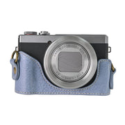 For Canon G7 X Mark III / G7X3 Retro Litchi Texture Leather Full Body Camera Case Bag with Strap(Blue)