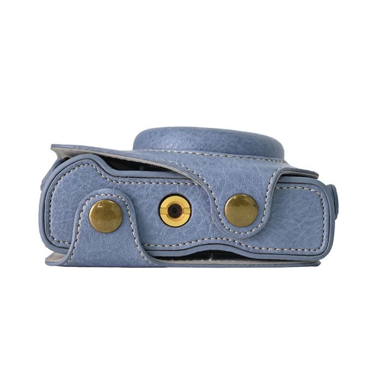 For Canon G7 X Mark III / G7X3 Retro Litchi Texture Leather Full Body Camera Case Bag with Strap(Blue)