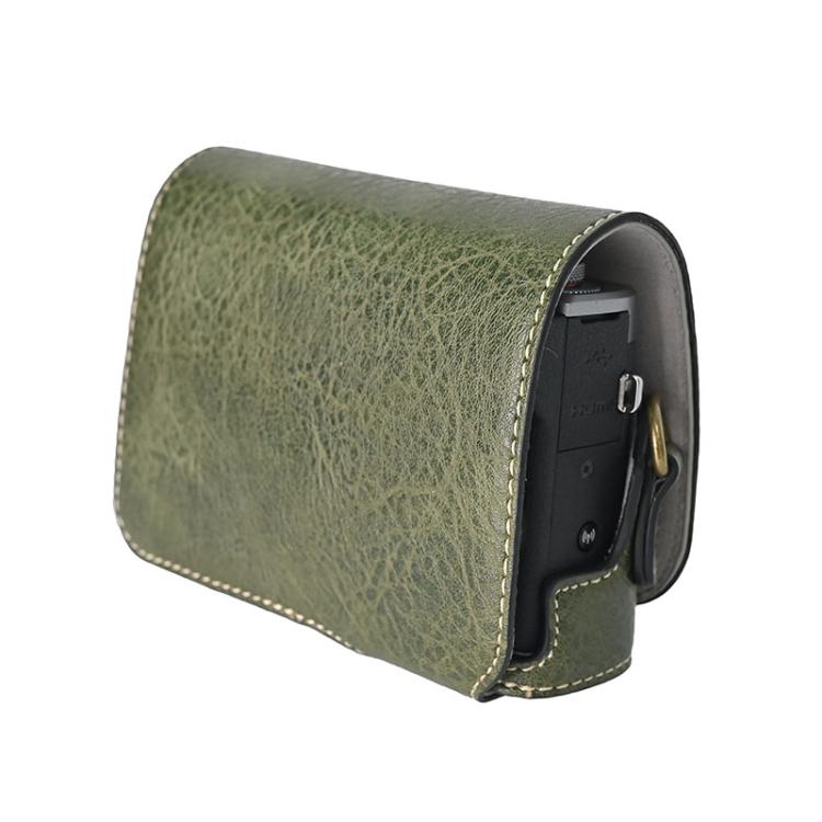 For Canon G7 X Mark III / G7X3 Retro Litchi Texture Leather Full Body Camera Case Bag with Strap(Green)
