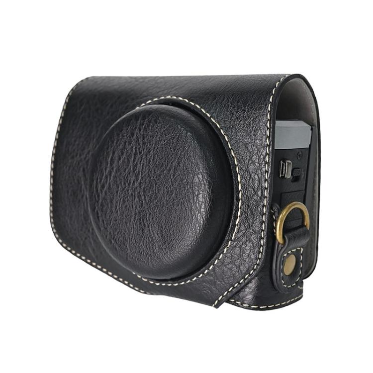 For Canon G7 X Mark III / G7X3 Retro Litchi Texture Leather Full Body Camera Case Bag with Strap(Black)