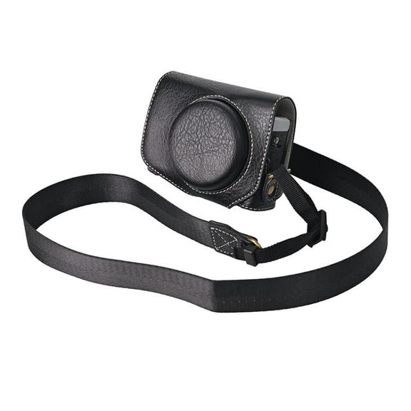 For Canon G7 X Mark III / G7X3 Retro Litchi Texture Leather Full Body Camera Case Bag with Strap(Black)