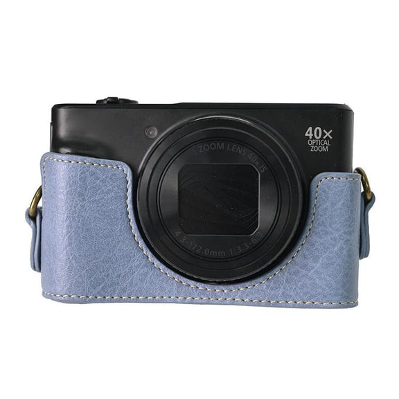 For Canon PowerShot SX740 HS Retro Litchi Texture Leather Full Body Camera Case Bag with Strap(Blue)