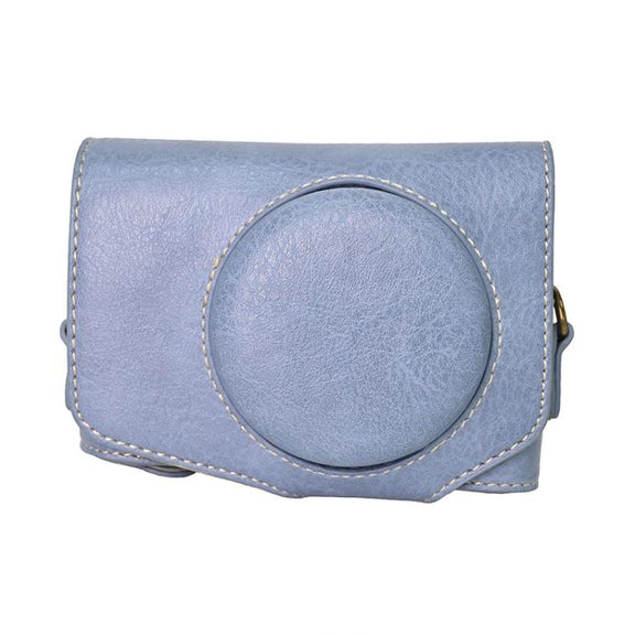 For Canon PowerShot SX740 HS Retro Litchi Texture Leather Full Body Camera Case Bag with Strap(Blue)