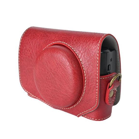 For Canon PowerShot SX740 HS Retro Litchi Texture Leather Full Body Camera Case Bag with Strap(Red)