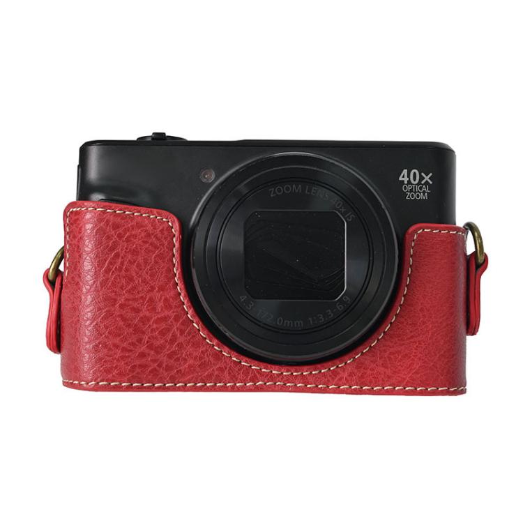 For Canon PowerShot SX740 HS Retro Litchi Texture Leather Full Body Camera Case Bag with Strap(Red)