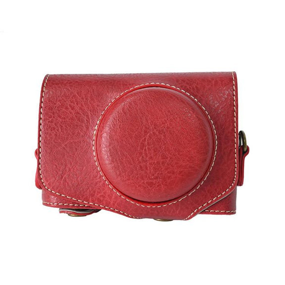 For Canon PowerShot SX740 HS Retro Litchi Texture Leather Full Body Camera Case Bag with Strap(Red)