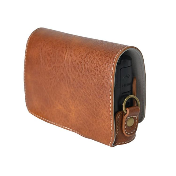For Canon PowerShot SX740 HS Retro Litchi Texture Leather Full Body Camera Case Bag with Strap(Coffee)