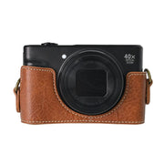 For Canon PowerShot SX740 HS Retro Litchi Texture Leather Full Body Camera Case Bag with Strap(Coffee)
