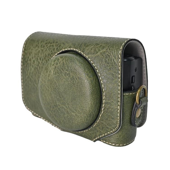 For Canon PowerShot SX740 HS Retro Litchi Texture Leather Full Body Camera Case Bag with Strap(Green)