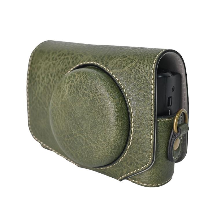 For Canon PowerShot SX740 HS Retro Litchi Texture Leather Full Body Camera Case Bag with Strap(Green)