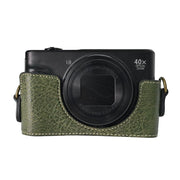 For Canon PowerShot SX740 HS Retro Litchi Texture Leather Full Body Camera Case Bag with Strap(Green)