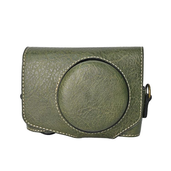 For Canon PowerShot SX740 HS Retro Litchi Texture Leather Full Body Camera Case Bag with Strap(Green)