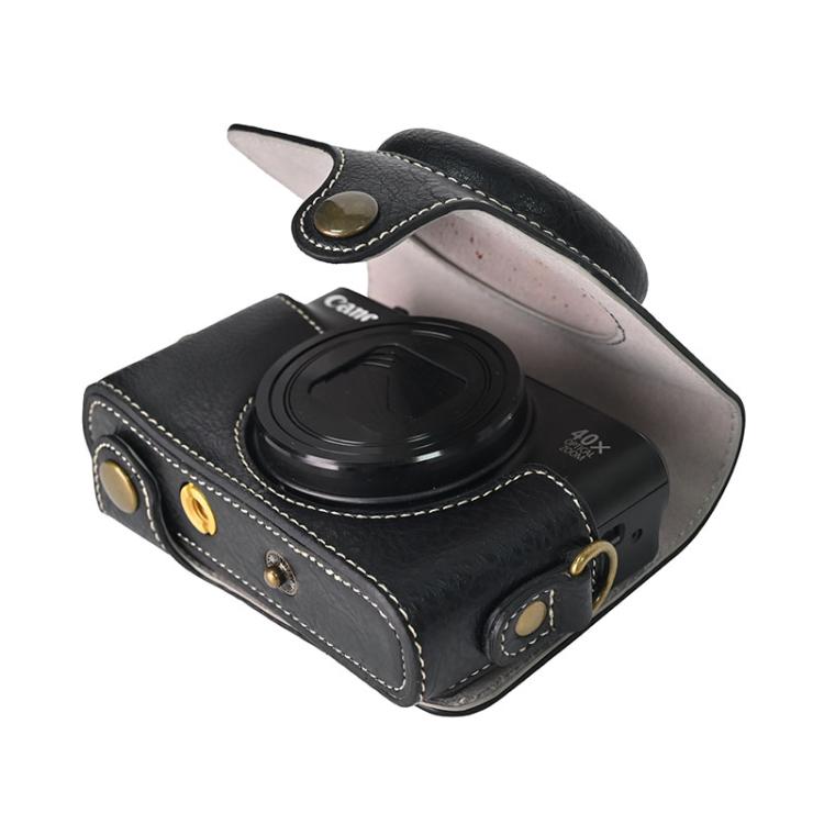For Canon PowerShot SX740 HS Retro Litchi Texture Leather Full Body Camera Case Bag with Strap(Green)