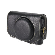 For Canon PowerShot SX740 HS Retro Litchi Texture Leather Full Body Camera Case Bag with Strap(Black)