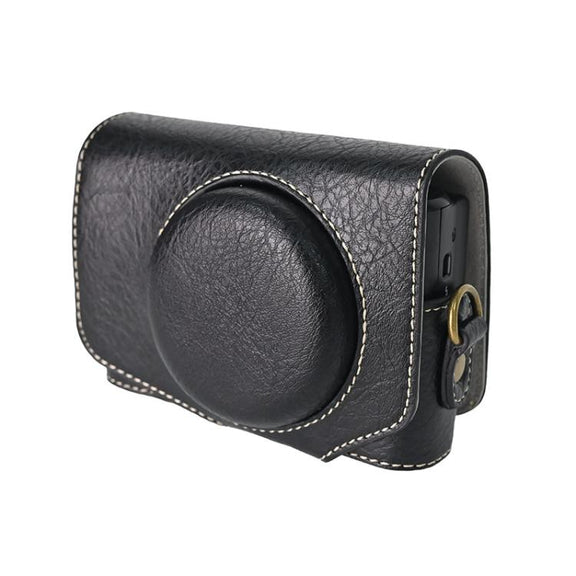 For Canon PowerShot SX740 HS Retro Litchi Texture Leather Full Body Camera Case Bag with Strap(Black)