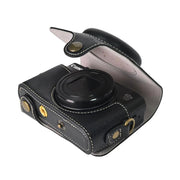 For Canon PowerShot SX740 HS Retro Litchi Texture Leather Full Body Camera Case Bag with Strap(Black)