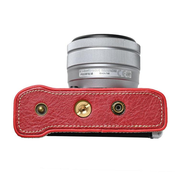 For FUJIFILM X-M5 Retro Litchi Texture Leather Full Body Camera Case Bag with Strap(Red)