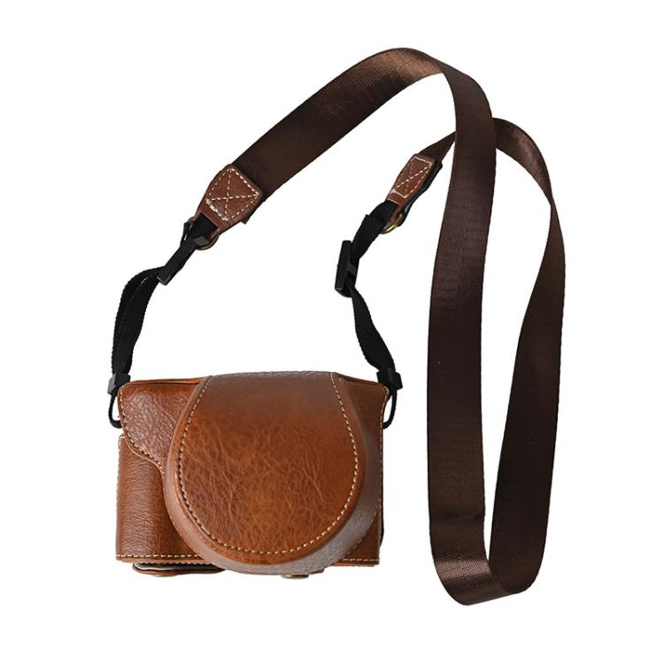 For FUJIFILM X-M5 Retro Litchi Texture Leather Full Body Camera Case Bag with Strap(Coffee) - free shipping - PMC Jewellery - Order now!