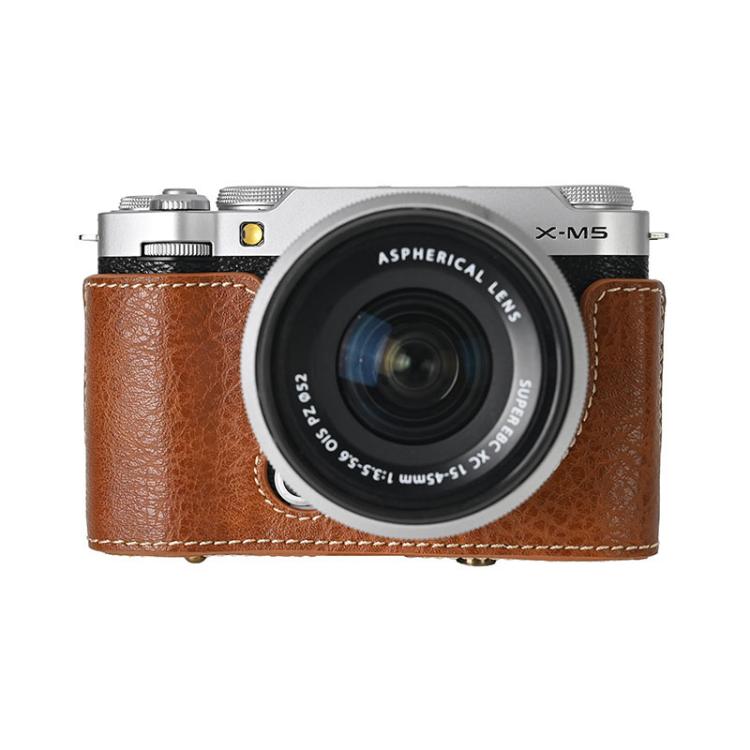 For FUJIFILM X-M5 Retro Litchi Texture Leather Full Body Camera Case Bag with Strap(Coffee) - free shipping - PMC Jewellery - Order now!