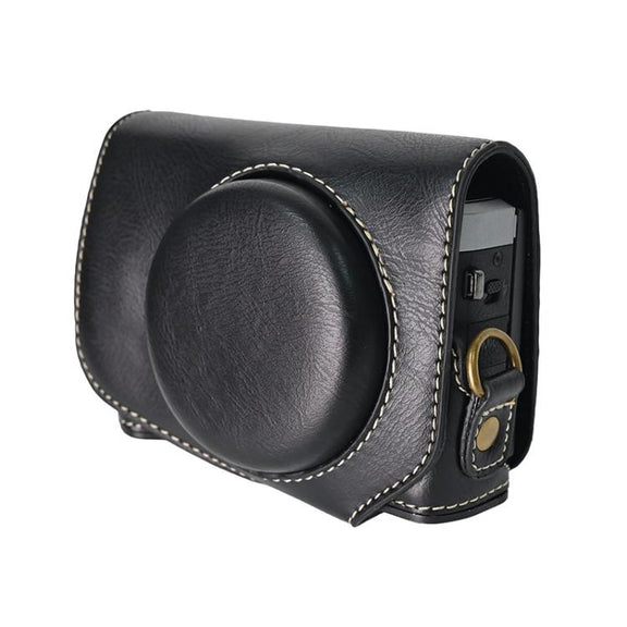 For Canon G7 X Mark III / G7X3 Retro Pull Up Leather Full Body Camera Case Bag with Strap(Black)