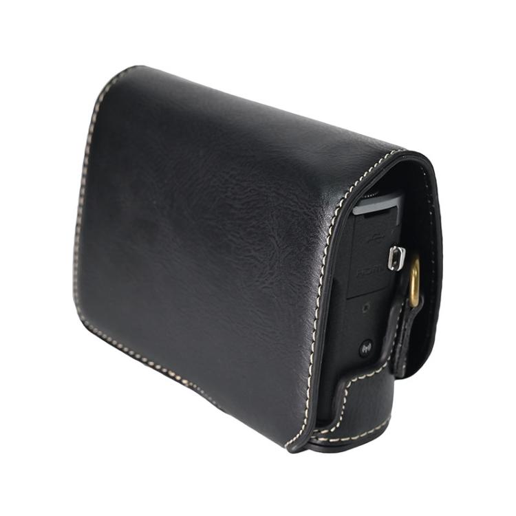 For Canon G7 X Mark III / G7X3 Retro Pull Up Leather Full Body Camera Case Bag with Strap(Black)