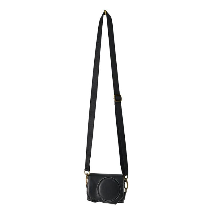 For Canon G7 X Mark III / G7X3 Retro Pull Up Leather Full Body Camera Case Bag with Strap(Black)