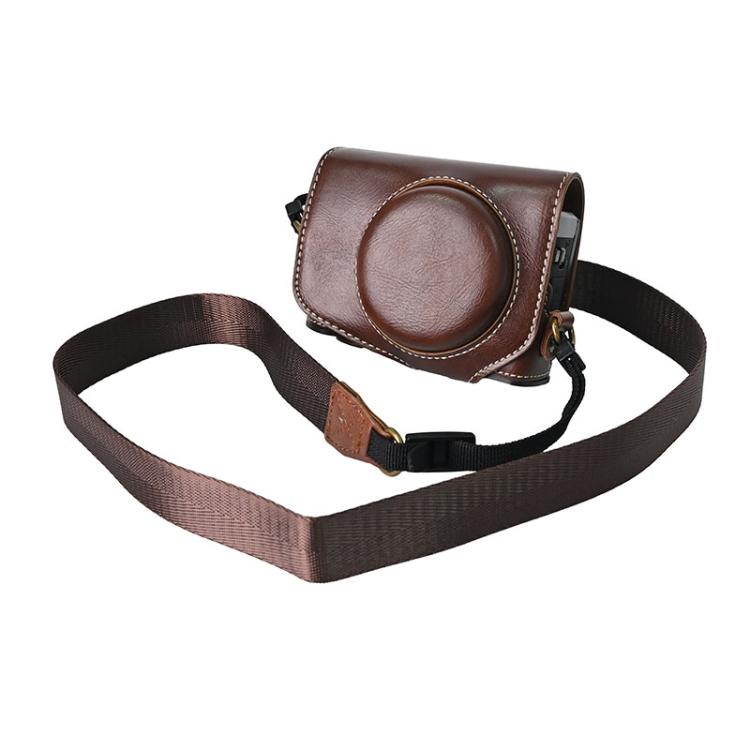 For Canon G7 X Mark III / G7X3 Retro Pull Up Leather Full Body Camera Case Bag with Strap(Coffee) - free shipping - PMC Jewellery - Order now!