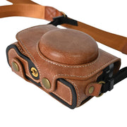 For Canon G7 X Mark III / G7X3 Retro Pull Up Leather Full Body Camera Case Bag with Strap(Brown)