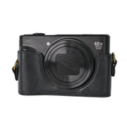 For Canon PowerShot SX740 HS Retro Pull Up Leather Full Body Camera Case Bag with Strap(Black)