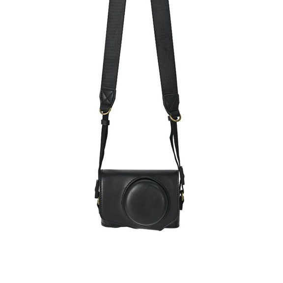 For Canon PowerShot SX740 HS Retro Pull Up Leather Full Body Camera Case Bag with Strap(Black)