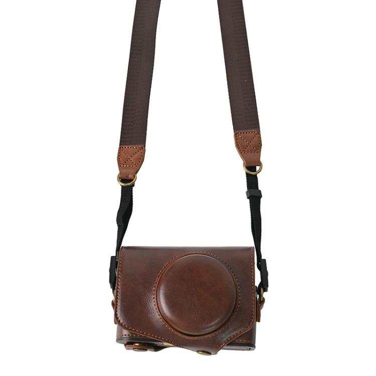 For Canon PowerShot SX740 HS Retro Pull Up Leather Full Body Camera Case Bag with Strap(Coffee) - free shipping - PMC TechLife - Order now!