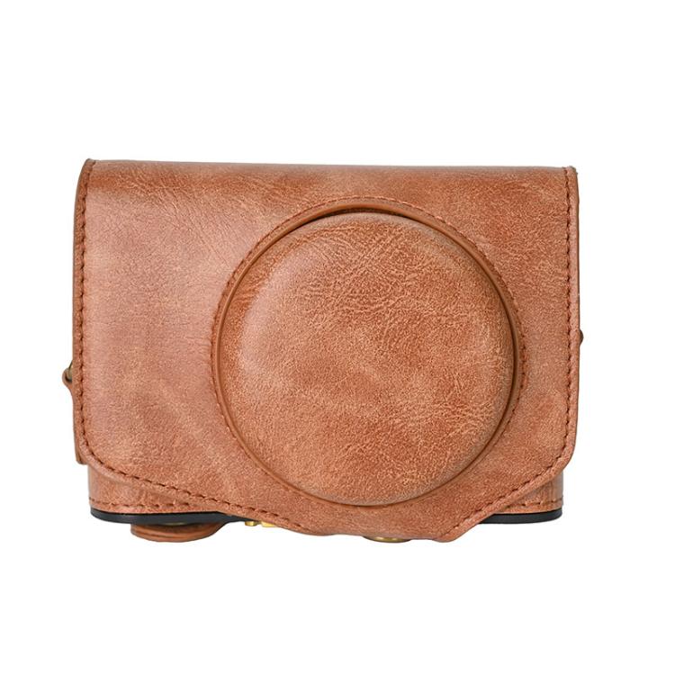 For Canon PowerShot SX740 HS Retro Pull Up Leather Full Body Camera Case Bag with Strap(Brown) - free shipping - PMC TechLife - Order now!