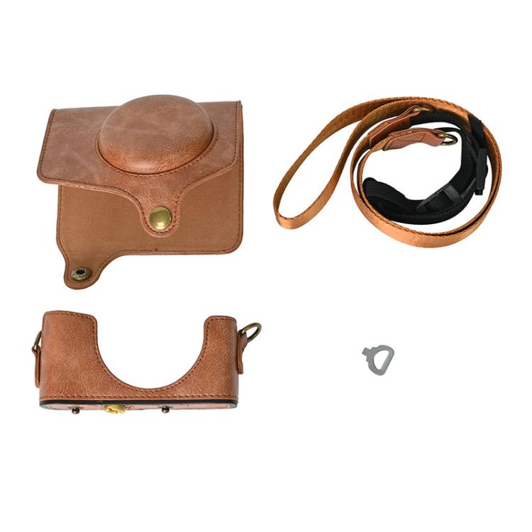 For Canon PowerShot SX740 HS Retro Pull Up Leather Full Body Camera Case Bag with Strap(Brown) - free shipping - PMC TechLife - Order now!