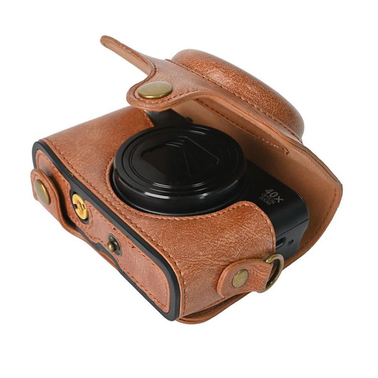 For Canon PowerShot SX740 HS Retro Pull Up Leather Full Body Camera Case Bag with Strap(Brown) - free shipping - PMC Jewellery - Order now!