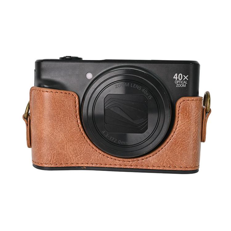 For Canon PowerShot SX740 HS Retro Pull Up Leather Full Body Camera Case Bag with Strap(Brown) - free shipping - PMC Jewellery - Order now!