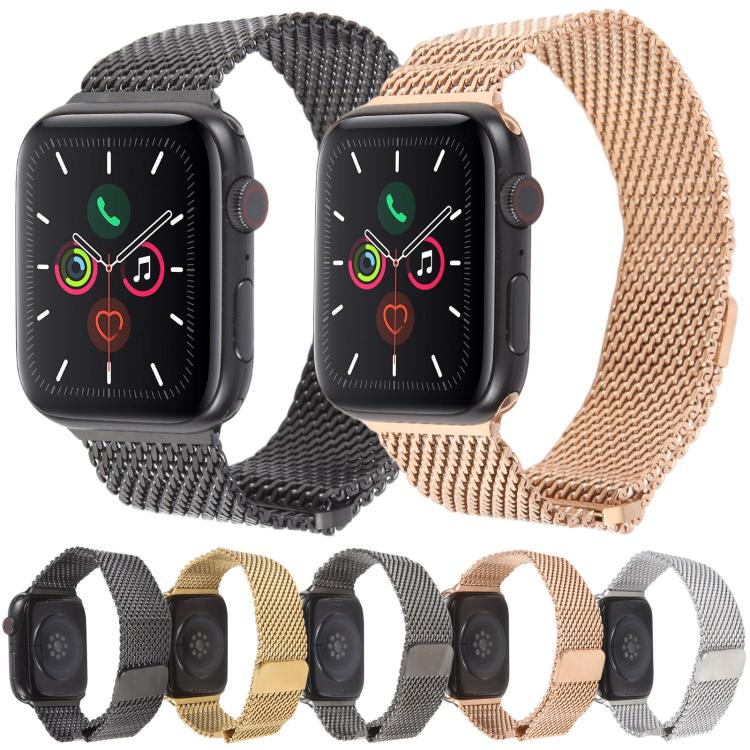 For Apple Watch 42mm / 41mm / 40mm / 38mm Double-section Magnetic Milanese Steel Watch Band(Gold) - free shipping - PMC TechLife - Order now!