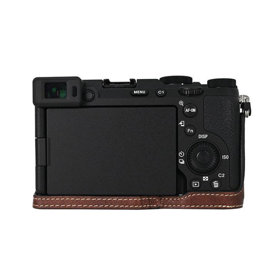 For Sony ILCE-7CM2 / Alpha 7C II Litchi Texture PU Leather Camera Half Case Base(Coffee)