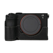For Sony ILCE-7CM2 / Alpha 7C II Litchi Texture PU Leather Camera Half Case Base(Black)
