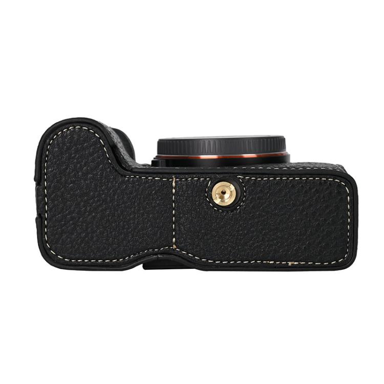 For Sony ILCE-7CM2 / Alpha 7C II Litchi Texture PU Leather Camera Half Case Base(Black)