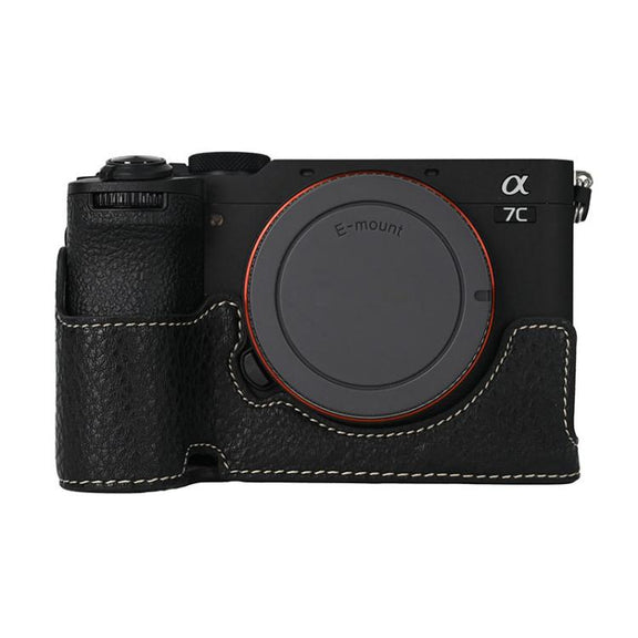 For Sony ILCE-7CM2 / Alpha 7C II Litchi Texture PU Leather Camera Half Case Base(Black)